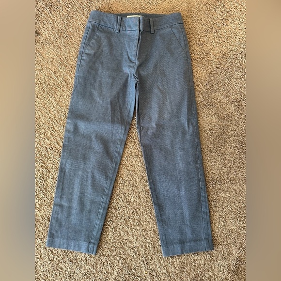LOFT The Riviera Slim Blue Textured Cropped Work Pants Size 00 Petite - Picture 2 of 7